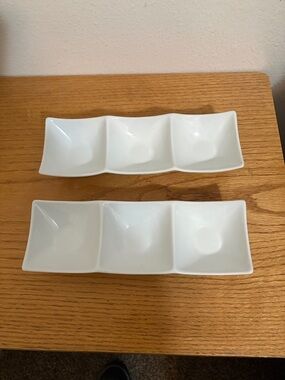 White Triple-Section Ceramic Serving Dish - Home Dining